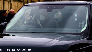 Prince Andrew waved at the public as he drove away from Windsor Castle